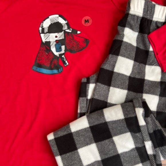 Columbia Boys Checked Fleece Red Dog Pajamas Set NWT M 7/8 - Picture 4 of 6